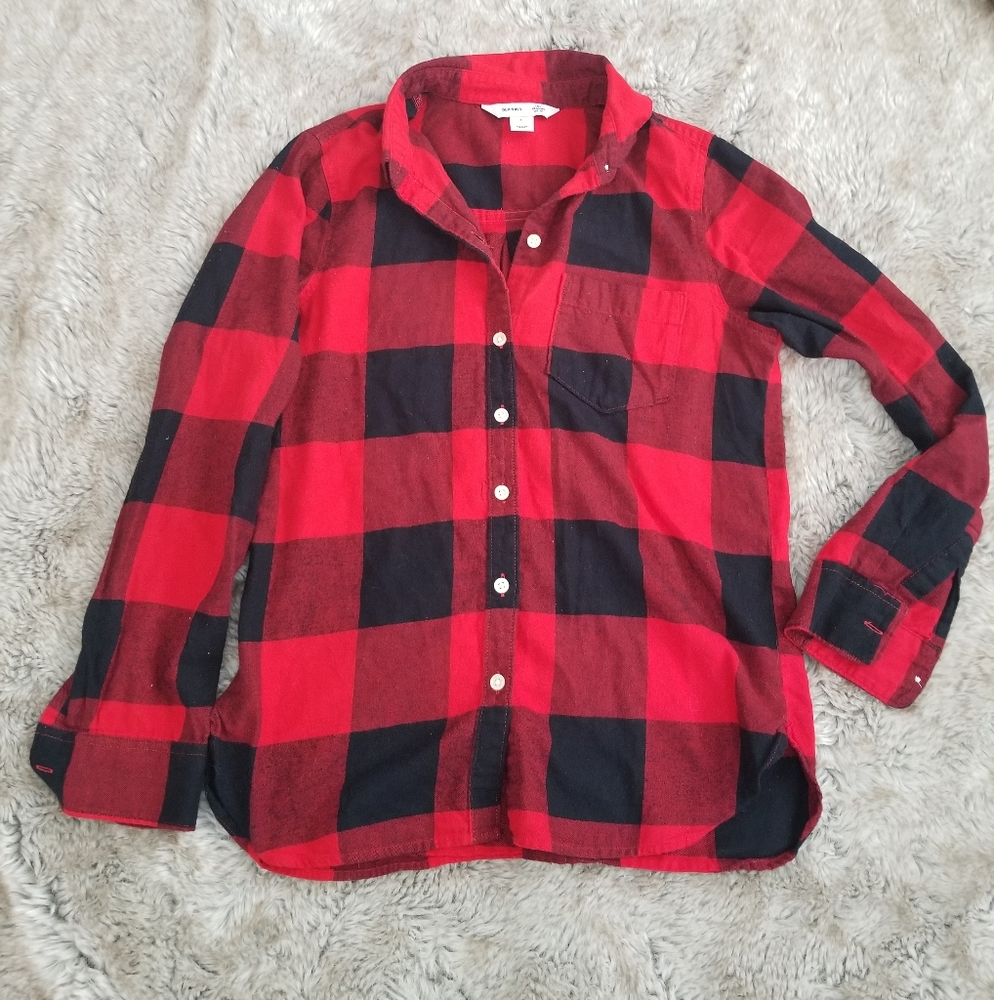 Old Navy Red Buffalo Plaid The Classic Shirt Small